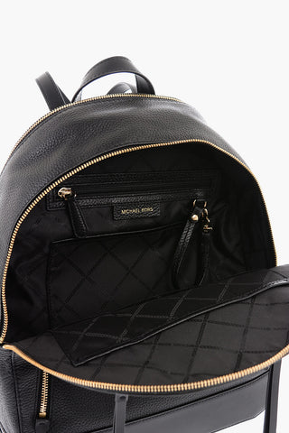 Double-pocketed Textured Leather Backpack