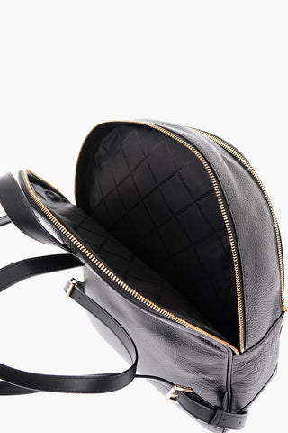 Double-pocketed Textured Leather Backpack
