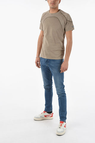 T-shirt Girocollo T-RIBY con Dettagli a Costine