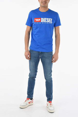 T-shirt Girocollo T-DIEGOR-DIV con Logo Ricamato in Rilievo 