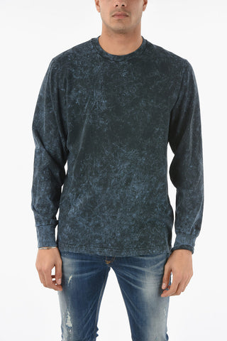 T-shirt Girocollo T-GLYN a Manica Lunga Effeto Acid Wash