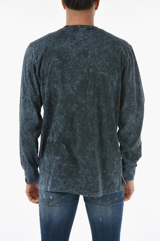 T-shirt Girocollo T-GLYN a Manica Lunga Effeto Acid Wash