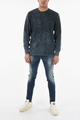 T-shirt Girocollo T-GLYN a Manica Lunga Effeto Acid Wash