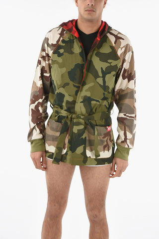 Camouflage Dressing Gown with Belt and Hood