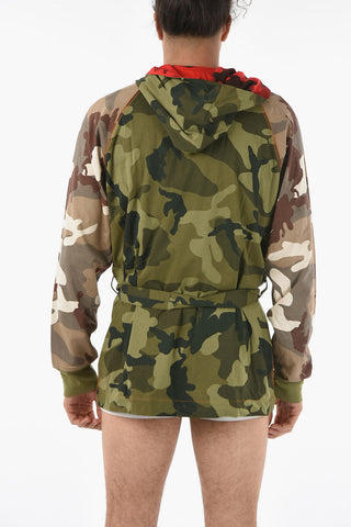 Camouflage Dressing Gown with Belt and Hood
