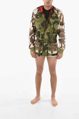Camouflage Dressing Gown with Belt and Hood