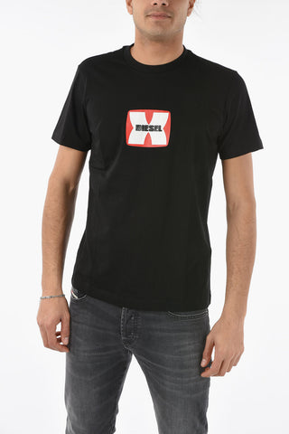 Embossed Frontal Logo T-DIEGOR-K47 Crew-neck T-shirt