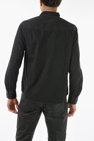 Camicia D-EAST-P1 in Denim con Bottoni Automatici