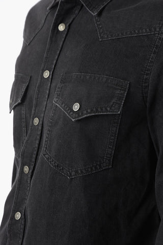 Camicia D-EAST-P1 in Denim con Bottoni Automatici