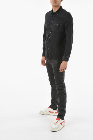 Camicia D-EAST-P1 in Denim con Bottoni Automatici