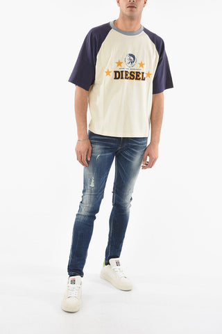 Two-Tone D4D-22 Crew-Neck T-shirt with Patch Logo