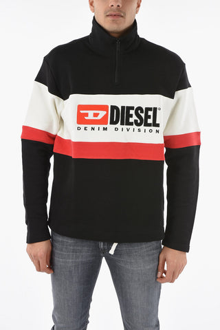 Color Block S-SAINT-DIVISION Sweatshirt with Half Zip