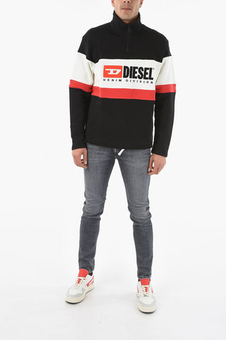 Color Block S-SAINT-DIVISION Sweatshirt with Half Zip