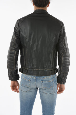 Padded Shoulders Leather L-TEAM Jacket