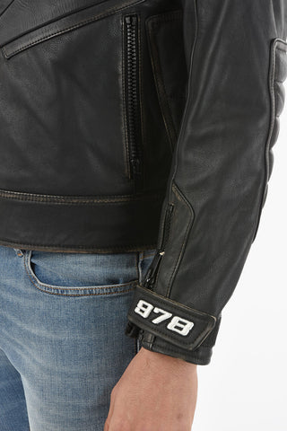 Padded Shoulders Leather L-TEAM Jacket