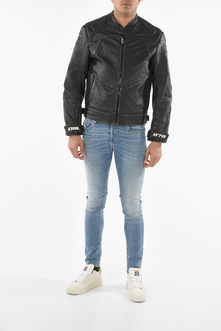 Padded Shoulders Leather L-TEAM Jacket