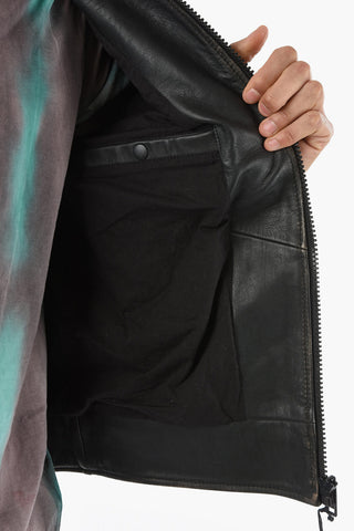 Padded Shoulders Leather L-TEAM Jacket