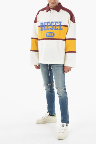 Maxi Frontal Printed S-EGBY Sweatshirt wth Polo Neck