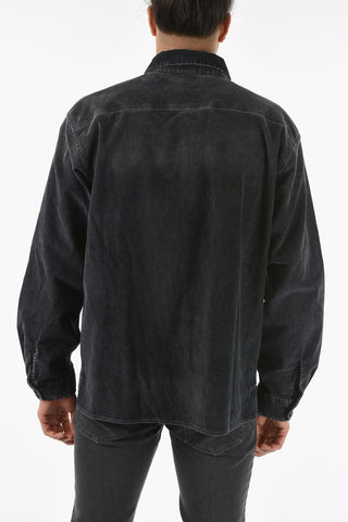 Logoed Buttons Corduroy S-BUN-CORD Overshirt with Double Breast Pockets