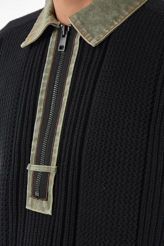 Half Zip K-ELPASO Sweater with Denim Polo neck