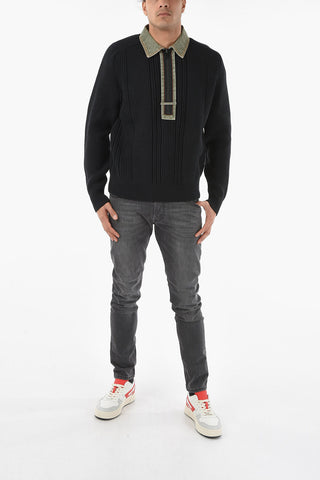 Half Zip K-ELPASO Sweater with Denim Polo neck