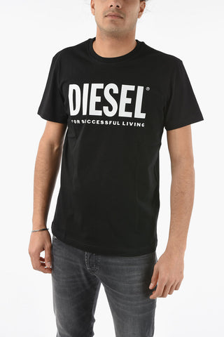 T-Shirt T-DIEGOS a Tinta Unita con Stampa Logo a Contrasto
