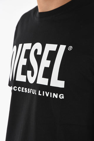 T-Shirt T-DIEGOS a Tinta Unita con Stampa Logo a Contrasto