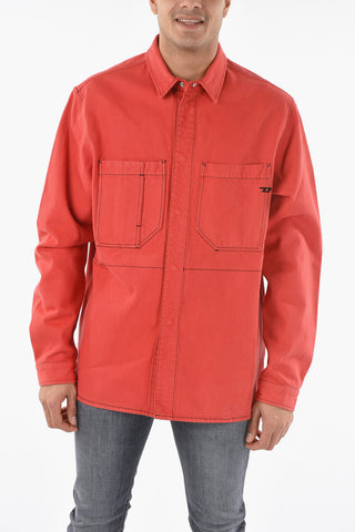 Denim D-HOR Overshirt with Double Breast Pocket