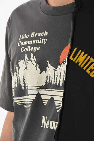 Two-Tone Maxi Printed T-JUSPLIT Crew-Neck T-shirt