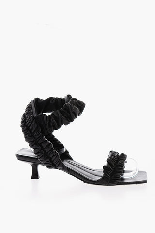 Sandali Ankle-Strap in Pelle Punta Quadrata 5cm