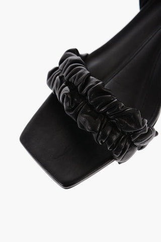 Sandali Ankle-Strap in Pelle Punta Quadrata 5cm