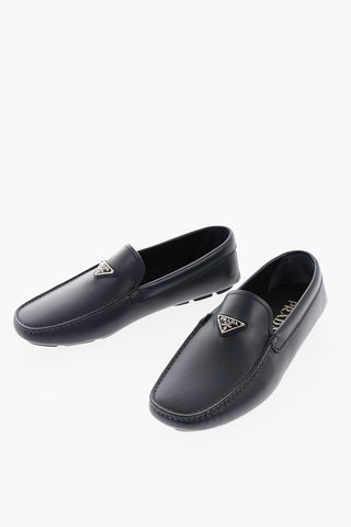 Leather Loafers with Frontal Tag