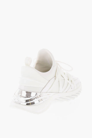 Leather and Neoprene COSMOS Sneakers with Contrasting Silver Detail