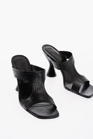 Leather Spool Heel NADIA Mules 9cm