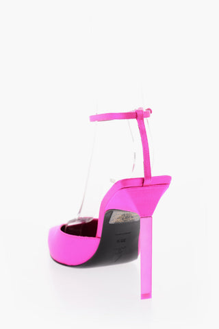 Satin and Leather PERINE Ankle-Strap Pumps 10,5cm