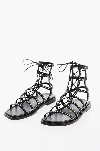 Sandali Gladiatore KORA in Pelle con Mini Perline All-Over