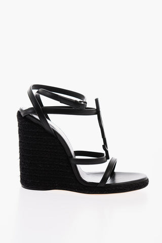 Sandali CASSANDRA In Pelle con Applicazione Monogram e Zeppa 11cm