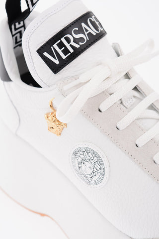 Textured Leather Sneakers with Golden Charm 8,5cm