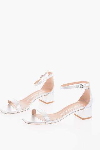 Metallic Leather Ankle-Strap Sandals 4.5cm