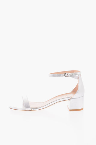 Metallic Leather Ankle-Strap Sandals 4.5cm