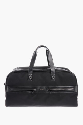 Borsa Duffle in Nylon con Manici e Dettagli in Pelle