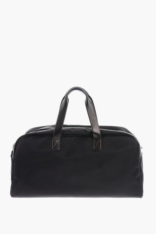 Borsa Duffle in Nylon con Manici e Dettagli in Pelle