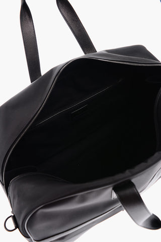 Borsa Duffle in Nylon con Manici e Dettagli in Pelle