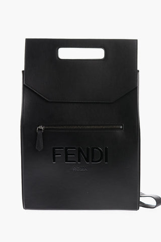 Square Designed Leather Backpack with Carved Handles