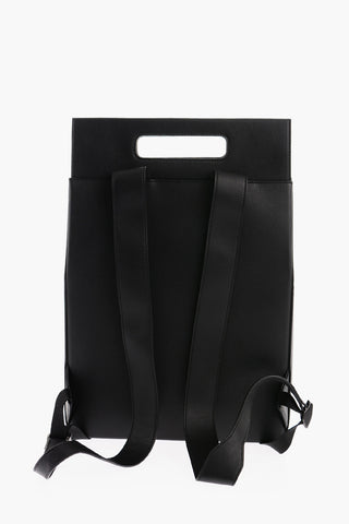 Square Designed Leather Backpack with Carved Handles