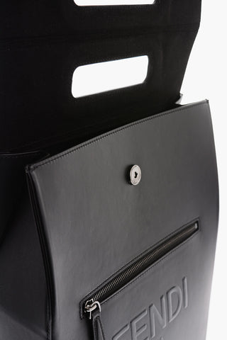 Square Designed Leather Backpack with Carved Handles