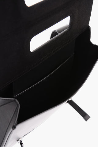 Square Designed Leather Backpack with Carved Handles