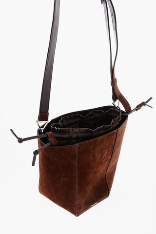 Borsa a Tracolla in Pelle Camosciata Forma Geometrica