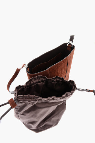 Borsa a Tracolla in Pelle Camosciata Forma Geometrica