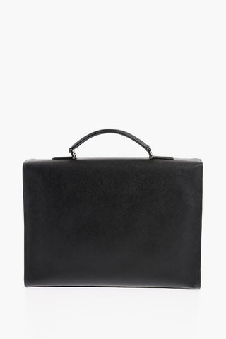 Logoed Leather Business Bag with Magnetic Closure